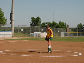 Kelley Engman, aka ‘Big Dog’ on the mound against the Indiana Tsunami